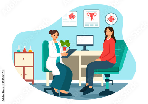 Reproduction Clinic Vector Illustration featuring Assisted Reproductive Technology, Test Tube Fertilization or Egg Cell in a Cartoon Background