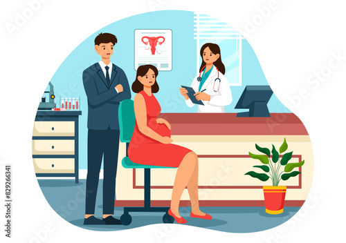 Reproduction Clinic Vector Illustration featuring Assisted Reproductive Technology, Test Tube Fertilization or Egg Cell in a Cartoon Background