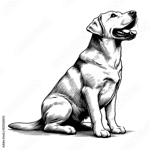 Hand drawn cute Labrador in full-body, vector sketch isolated on transparent background.	