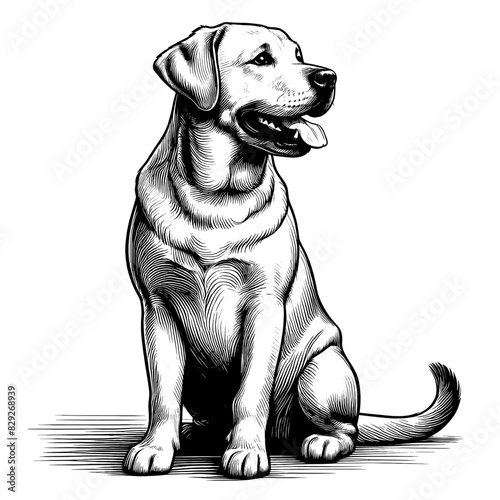 Hand drawn cute Labrador in full-body, vector sketch isolated on transparent background.	