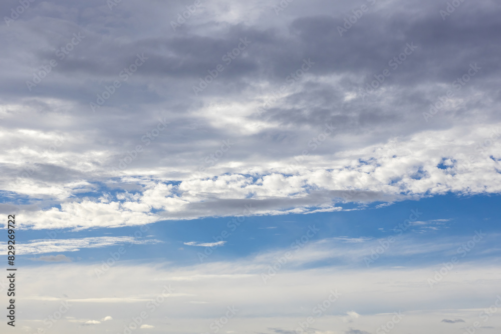 Beautiful view of scattered clouds in the sky. Dark cloud against a blue sky background. Clouds sky. Blue sky with cloudy weather, nature cloud.