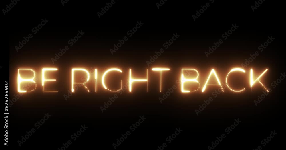 be right back neon text animation