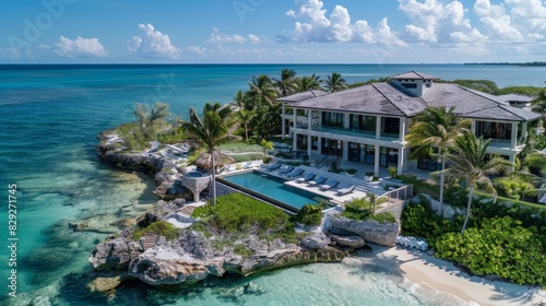A secluded oceanfront estate with a private beach and infinity-edge pool photo