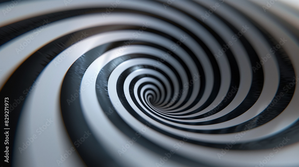 Fototapeta premium A series of rotating spirals creating a mesmerizing optical illusion. The continuous motion of the spirals draws the viewer's attention and creates a hypnotic effect.