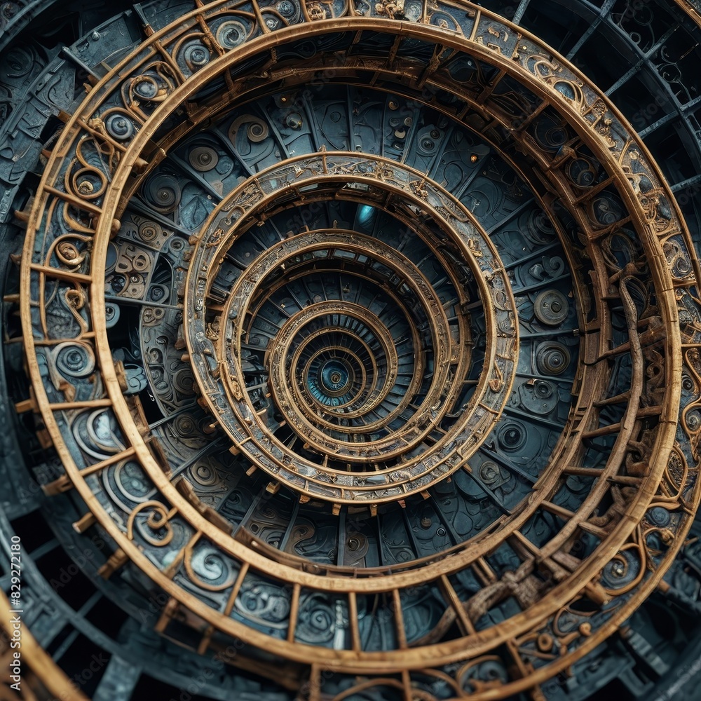 Intricate Spiral of Metal and Wood Intricate Spiral of Metal and Wood