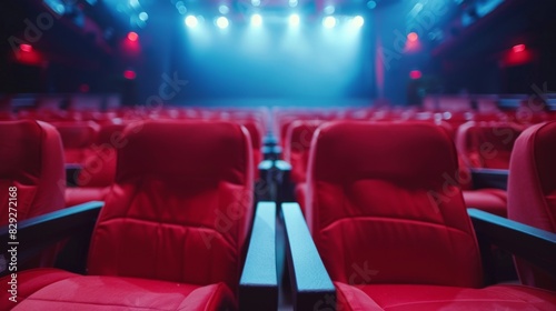 Empty Red Theater Seats Facing the Stage - Cinema, Entertainment, Movie Concept, Performance Venue, 4K Wallpaper