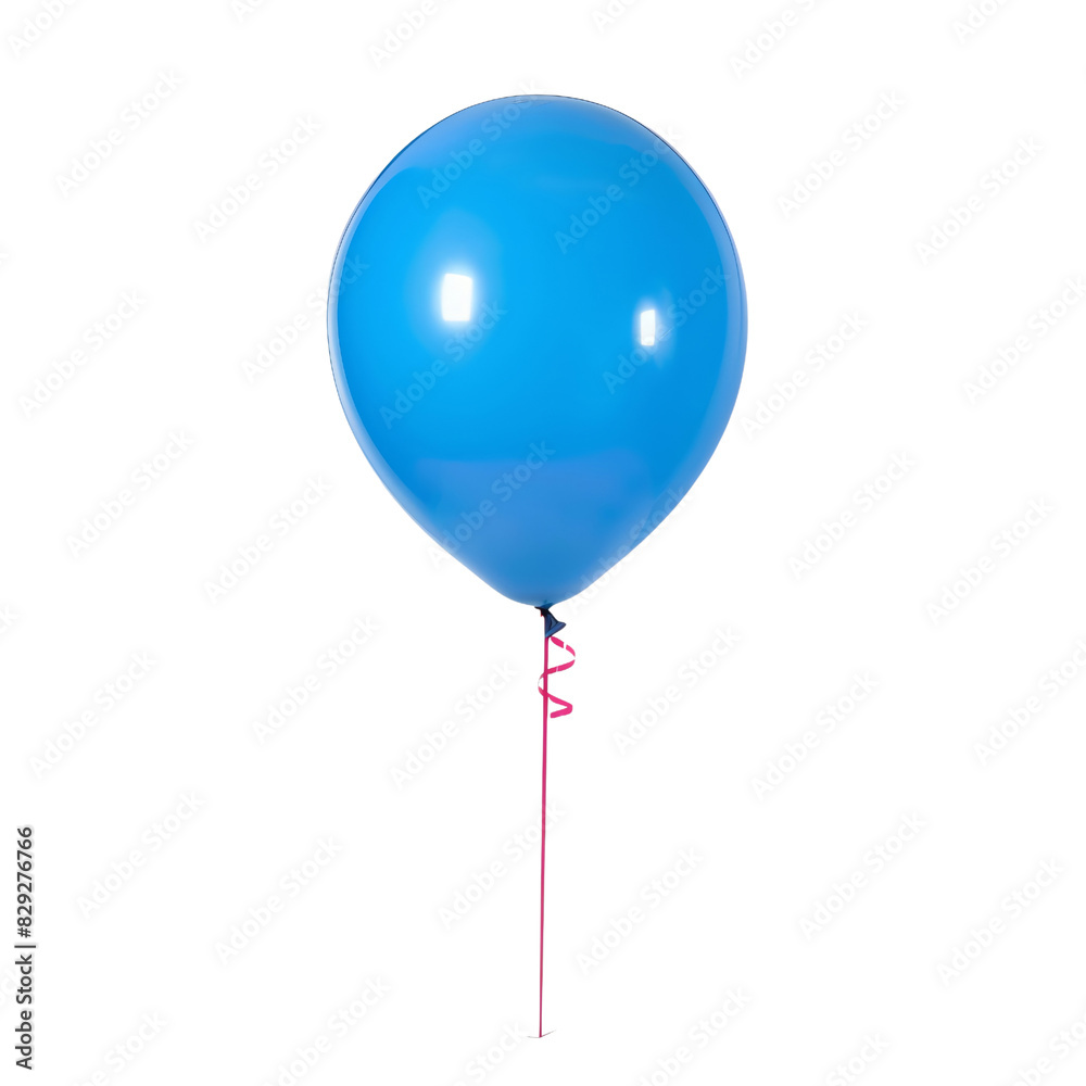 Bright blue balloon floating with a pink string attached, isolated on transparent background. Idea for celebrations and decorations. Bright blue balloon floating with a pink string attached, isolated on transparent background. Idea for celebrations and decorations.