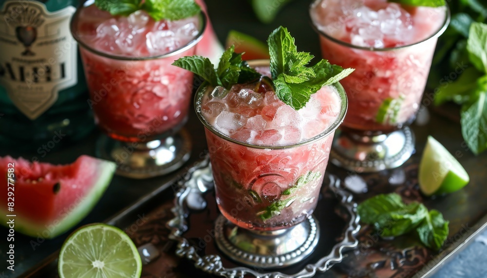 Refreshing summer cocktails featuring watermelon lime and mint