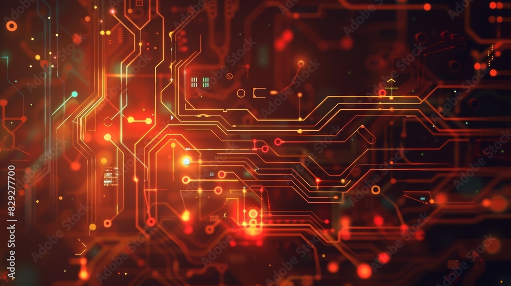 a close-up of a circuit board with illuminated pathways, suggesting technology, connectivity, and data processing. a close-up of a circuit board with illuminated pathways, suggesting technology, connectivity, and data processing.