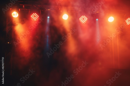 Rock concert with floodlight scene Blurred background Web banner design element