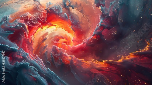 The energy vortex forms a red bull, vibrant, detailed lines, high detail, high quality, octane render, 3D rendering, taken with a cinematic camera, using portrait with cinematic lighting,Generate AI