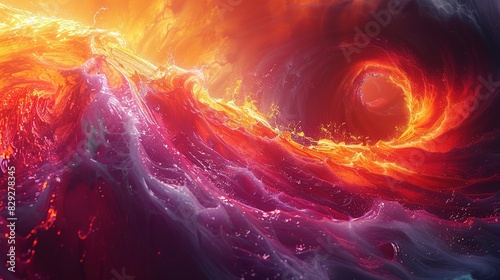 The energy vortex forms a red bull, vibrant, detailed lines, high detail, high quality, octane render, 3D rendering, taken with a cinematic camera, using portrait with cinematic lighting,Generate AI photo