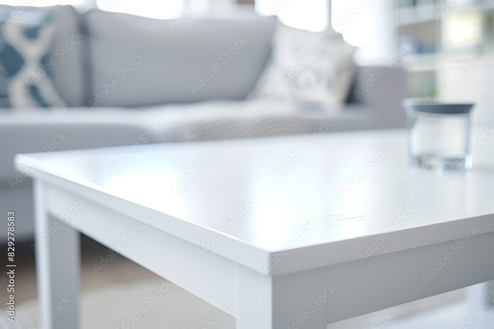 Simple white coffee table in close up view Simple white coffee table in close up view