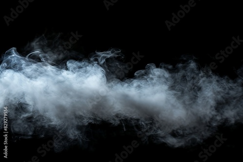 Smoke and fog overlays on black background misty texture for text or space