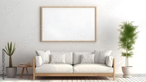 Modern Bohemian Interior: 3D Render Empty Picture Frame on White Wall - Adobe Stock, Modern Bohemian Interior: 3D Render Empty Picture Frame on White Wall - Adobe Stock 