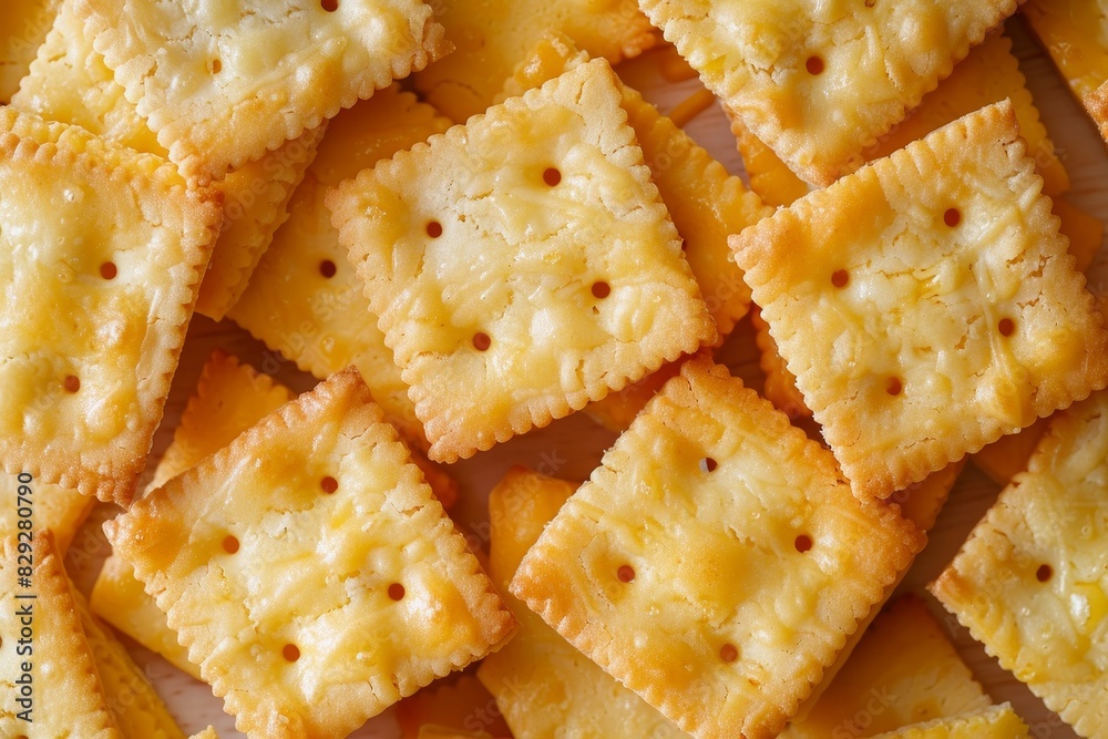 Square crackers background crispy and crunchy snack closeup shot tea time