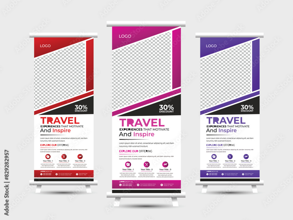 Travel and Tour Rollup Banner Vector Template Design. Travel and Tour Rollup Banner Vector Template Design.