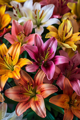 Bouquet of colorful lilies