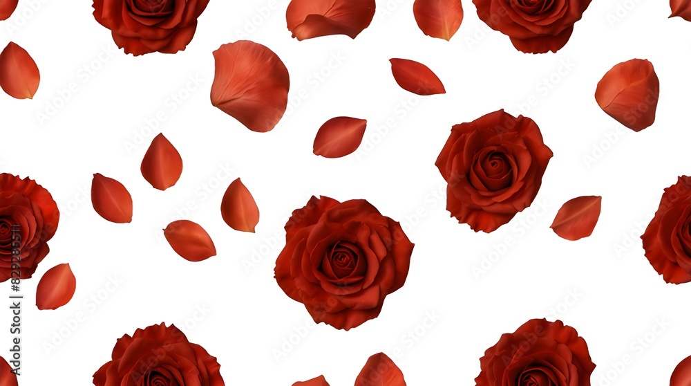 Set of red rose flowers petals isolated on transparent background. Set of red rose flowers petals isolated on transparent background.