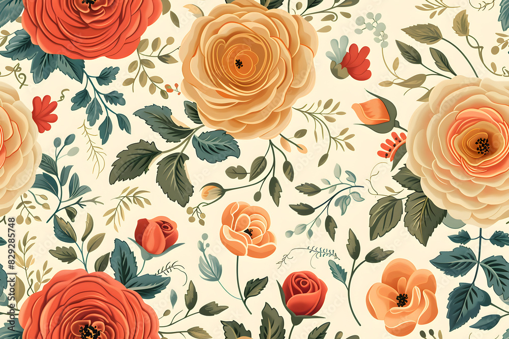Seamless Pastel Roses and Peonies Seamless Pastel Roses and Peonies