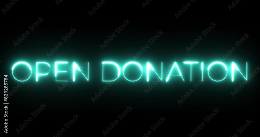 open donation neon text animation open donation neon text animation