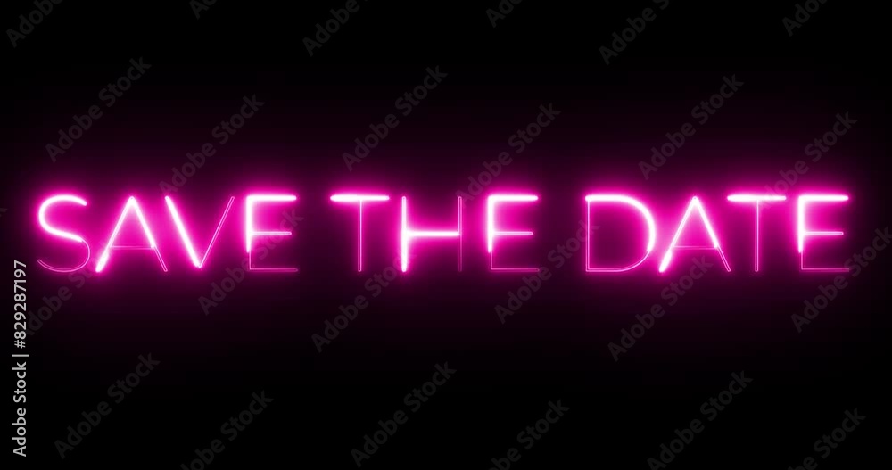 save the date neon text animation