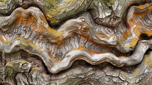 The design of the tree bark in ancient woodlands