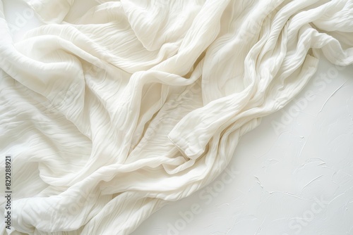 Top view of bed with white background and blanket