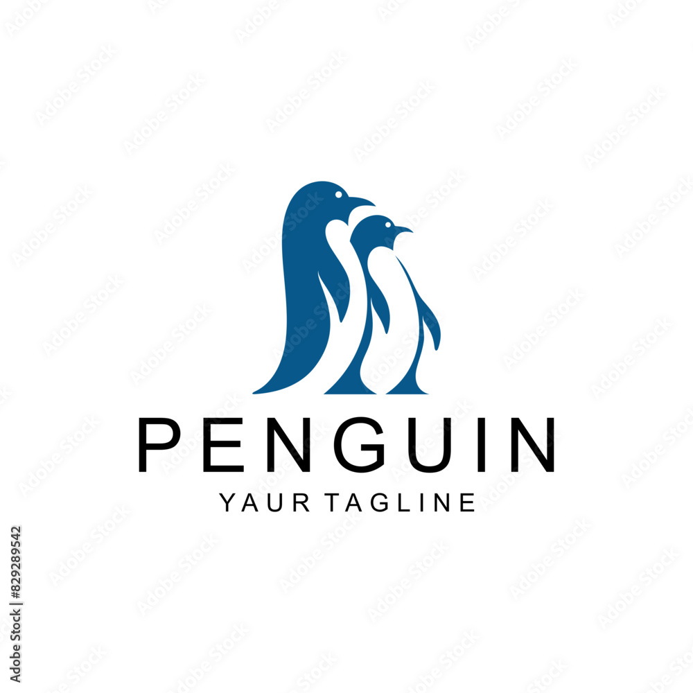 Fototapeta premium Penguin logo design. Simple and clean simple Penguin Icon vector on white background, Ideal illustration for business branding