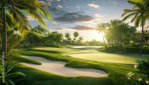 Tropical island s golf course photo