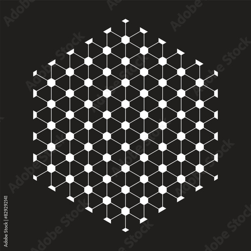 The abstract hexagonal pattern on black background.