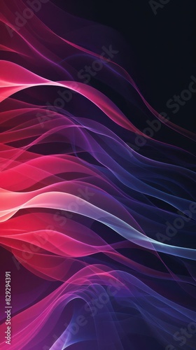 Dynamic Abstract Waves in Red  Purple  and Blue - A Minimalist Digital Art Piece