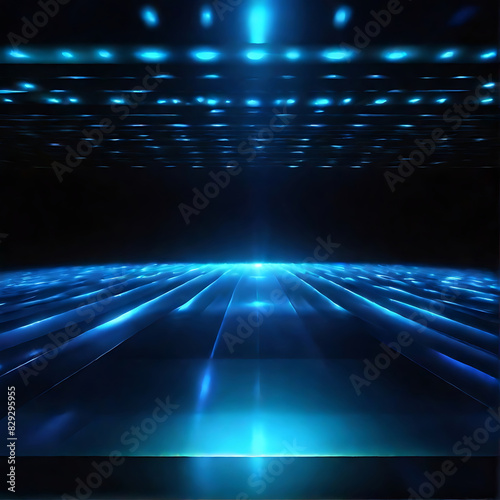 Blue blue spectrum lights tech black party club neon lights abstract wave technology background, black background. wide banner, poster, website, video editing, background. ai