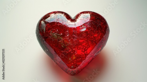 Vibrant Red Heart A DIcut PNG Isolated on a White Background with Natural Light