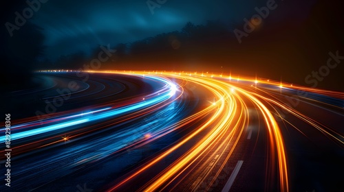 Light Trails on Highway Ai generated