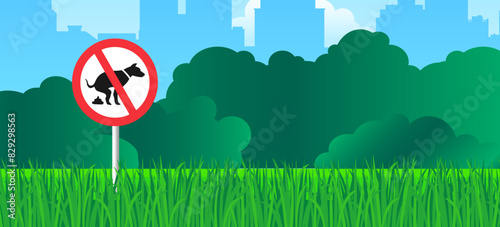 no dog pooping sign in the park vector illustration