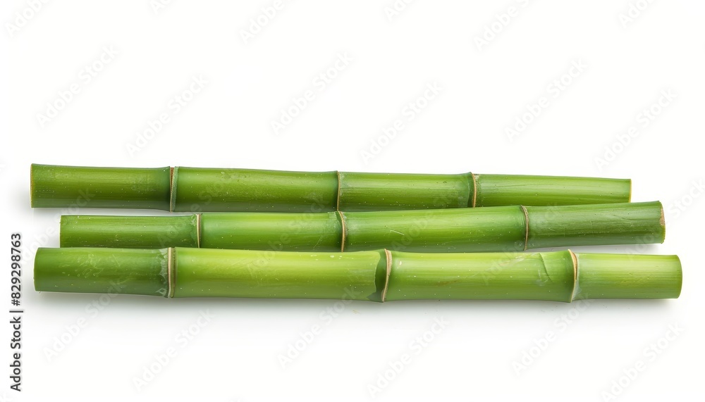 Fototapeta premium White background with isolated side view of sharp bamboo stakes