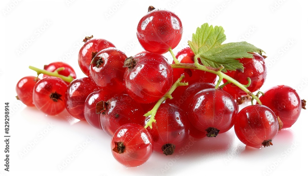 White background with red currants isolated White background with red currants isolated
