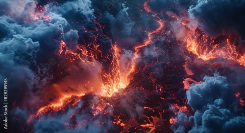 The violent forces of nature combine creating a fiery and electrifying display in the wake of a volcanic eruption.