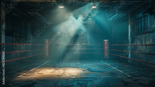 Empty boxing ring under spotlight © Media Srock