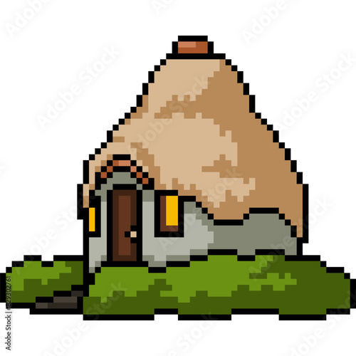 pixel art of fantasy clay house