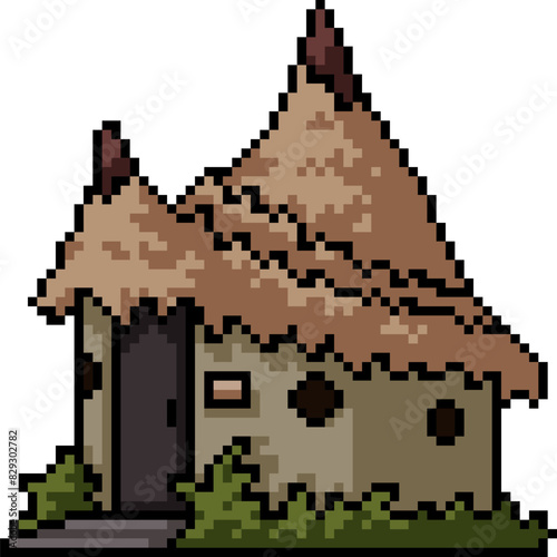 pixel art of fantasy clay house