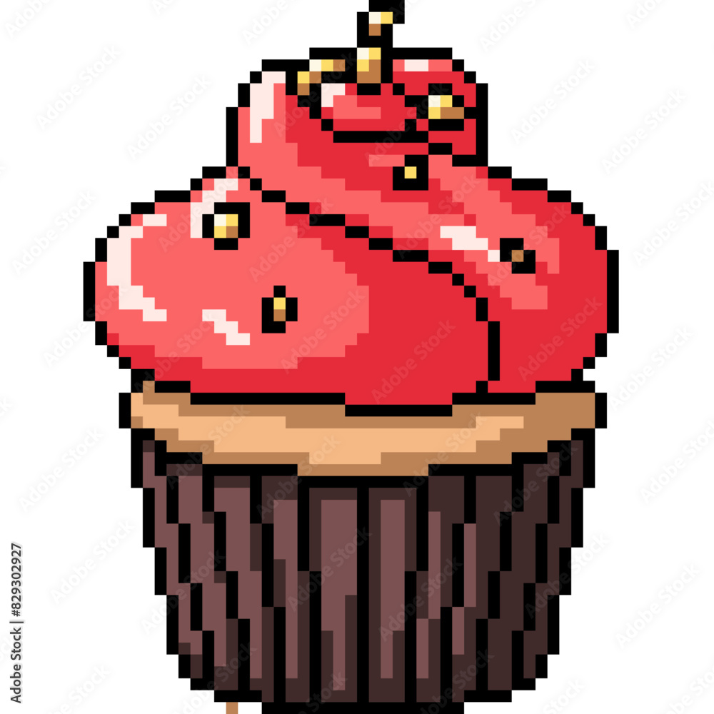 Obraz premium pixel art of strawberry cake cup