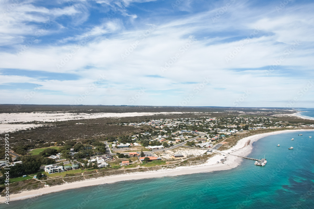 Aerial view of the coastal town of Lancelin in Western Australia Aerial view of the coastal town of Lancelin in Western Australia
