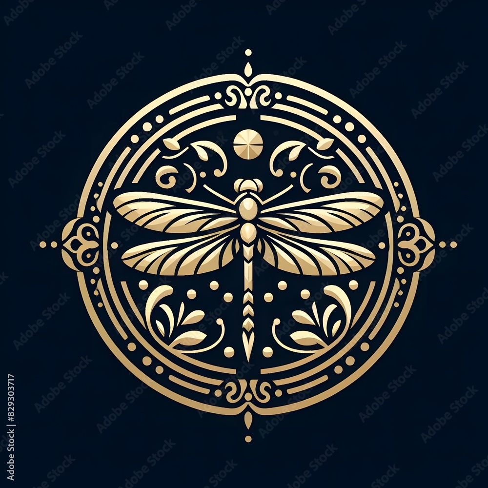 AI Generate of Luxury Dragonfly Logo Concept Stock Vector with Dark Black Background AI Generate of Luxury Dragonfly Logo Concept Stock Vector with Dark Black Background