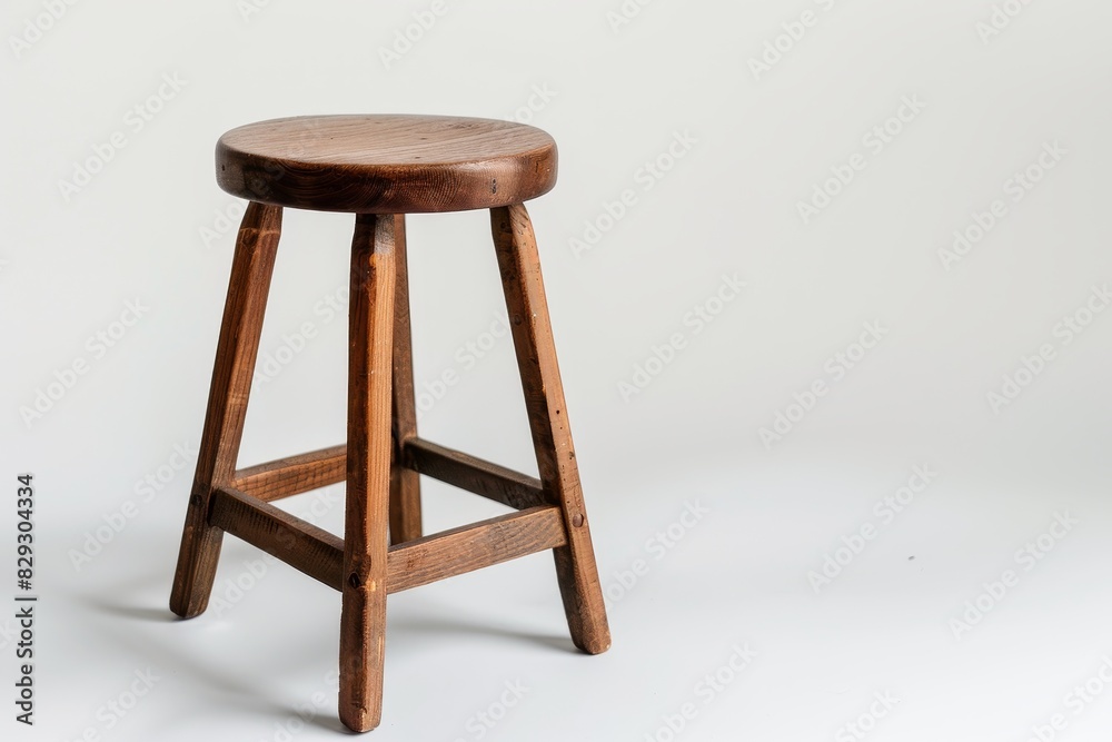Wooden stool on white background in studio photo Wooden stool on white background in studio photo