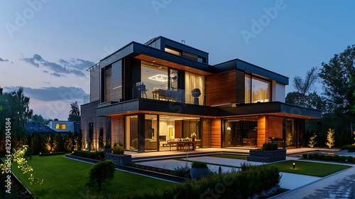 Modern cubic villa with wooden elements  © Wajid