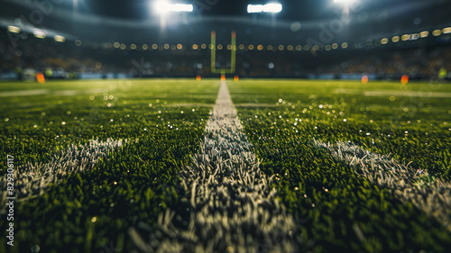 Detailed view of football field grass
