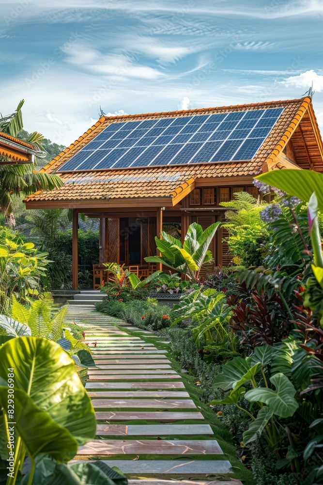 Eco-friendly house with solar panels Eco-friendly house with solar panels