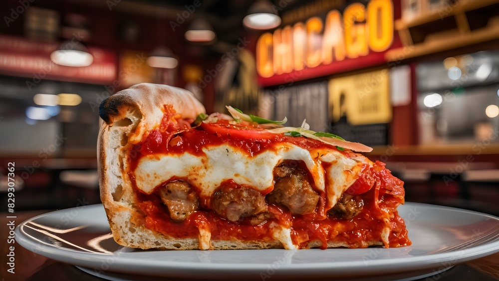 Obraz premium Big City Bite: Chicago Deep-Dish Pizza Bliss